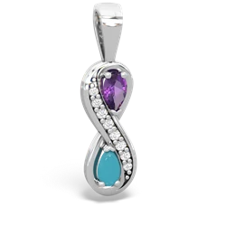 Amethyst Diamond Infinity 14K White Gold pendant P5390