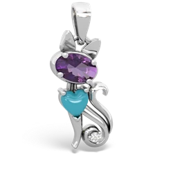 Amethyst Kitten 14K White Gold pendant P5780