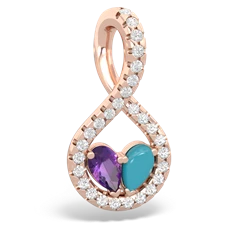 Amethyst Pave Twist 'One Heart' 14K Rose Gold pendant P5360