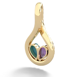 Amethyst Pave Twist 'One Heart' 14K Yellow Gold pendant P5360