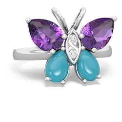 Amethyst Butterfly 14K White Gold ring R2215