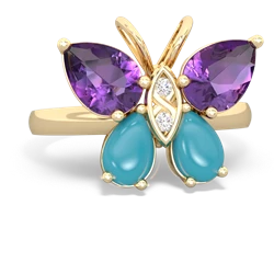 Amethyst Butterfly 14K Yellow Gold ring R2215