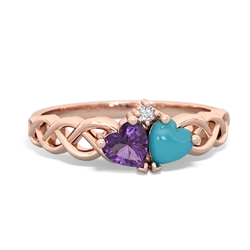 Amethyst Heart To Heart Braid 14K Rose Gold ring R5870