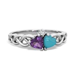 Amethyst Heart To Heart Braid 14K White Gold ring R5870