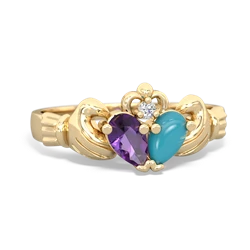 Amethyst 'Our Heart' Claddagh 14K Yellow Gold ring R2388