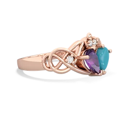 Amethyst 'One Heart' Celtic Knot Claddagh 14K Rose Gold ring R5322