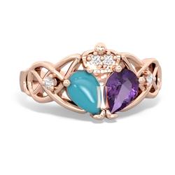 Amethyst 'One Heart' Celtic Knot Claddagh 14K Rose Gold ring R5322