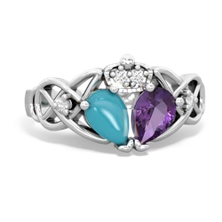 Amethyst 'One Heart' Celtic Knot Claddagh 14K White Gold ring R5322