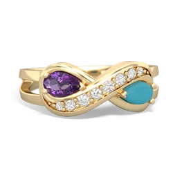 Amethyst Diamond Infinity 14K Yellow Gold ring R5390