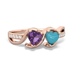 Amethyst Side By Side 14K Rose Gold ring R3090