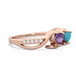 Amethyst Side By Side 14K Rose Gold ring R3090