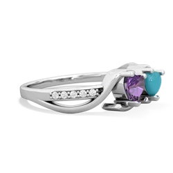 Amethyst Side By Side 14K White Gold ring R3090