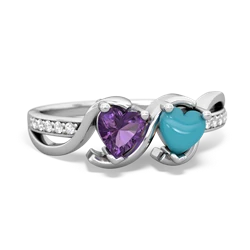 Amethyst Side By Side 14K White Gold ring R3090