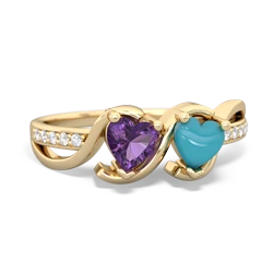 Amethyst Side By Side 14K Yellow Gold ring R3090