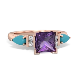 Amethyst 6Mm Princess Eternal Embrace Engagement 14K Rose Gold ring C2002