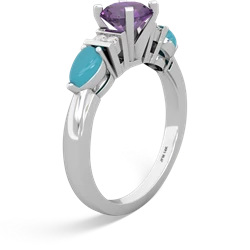 Amethyst 6Mm Round Eternal Embrace Engagement 14K White Gold ring R2005