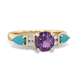 Amethyst 6Mm Round Eternal Embrace Engagement 14K Yellow Gold ring R2005