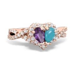 Amethyst Diamond Twist 'One Heart' 14K Rose Gold ring R2640HRT