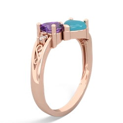 Amethyst Snuggling Hearts 14K Rose Gold ring R2178