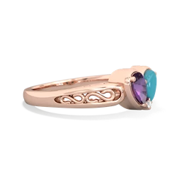 Amethyst Filligree 'One Heart' 14K Rose Gold ring R5070