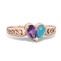 Amethyst Filligree 'One Heart' 14K Rose Gold ring R5070