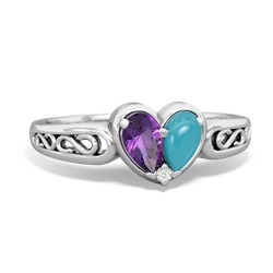 Amethyst Filligree 'One Heart' 14K White Gold ring R5070