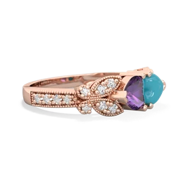 Amethyst Diamond Butterflies 14K Rose Gold ring R5601