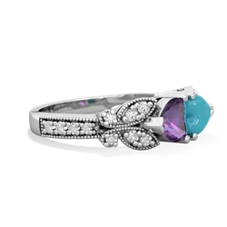 Amethyst Diamond Butterflies 14K White Gold ring R5601