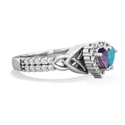 Amethyst Celtic Knot Two Hearts As One 14K White Gold ring R2644HRT