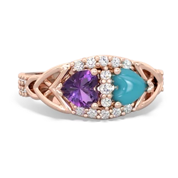 Amethyst Sparkling Celtic Knot 14K Rose Gold ring R2645