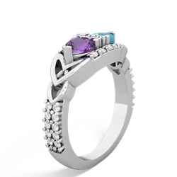 Amethyst Sparkling Celtic Knot 14K White Gold ring R2645