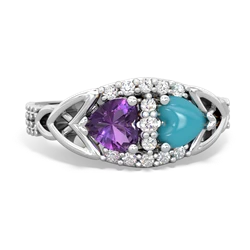 Amethyst Sparkling Celtic Knot 14K White Gold ring R2645