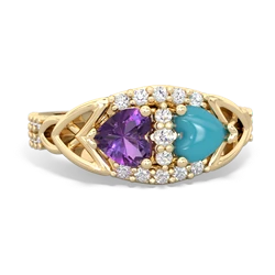 Amethyst Sparkling Celtic Knot 14K Yellow Gold ring R2645