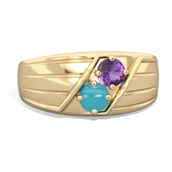 Amethyst Men's Streamline 14K Yellow Gold ring R0460