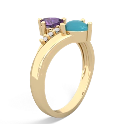 Amethyst Heart To Heart 14K Yellow Gold ring R2064
