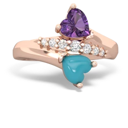 Amethyst Heart To Heart 14K Rose Gold ring R2064