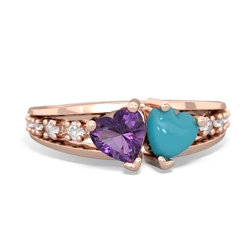 Amethyst Heart To Heart 14K Rose Gold ring R3342