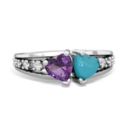 Amethyst Heart To Heart 14K White Gold ring R3342