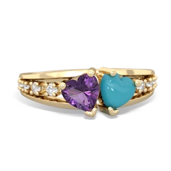 Amethyst Heart To Heart 14K Yellow Gold ring R3342