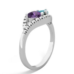 Amethyst Mother And Child 14K White Gold ring R3010