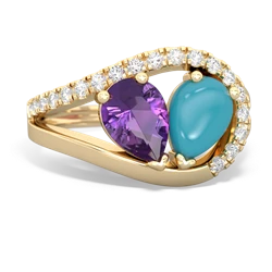 Amethyst Nestled Heart Keepsake 14K Yellow Gold ring R5650