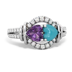 Amethyst Art-Deco Keepsake 14K White Gold ring R5630