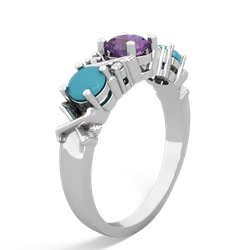 Amethyst Hugs And Kisses 14K White Gold ring R5016