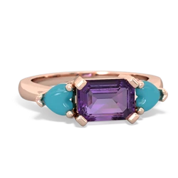 Amethyst Three Stone 14K Rose Gold ring R5235