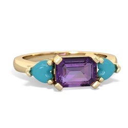 Amethyst Three Stone 14K Yellow Gold ring R5235