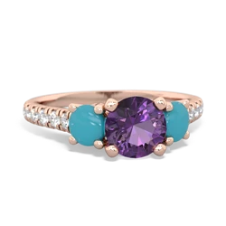 Amethyst Pave Trellis 14K Rose Gold ring R5500