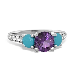 Amethyst Pave Trellis 14K White Gold ring R5500