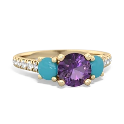 Amethyst Pave Trellis 14K Yellow Gold ring R5500