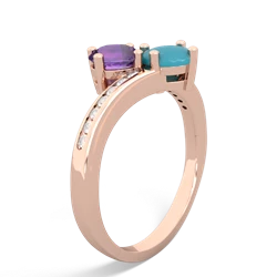 Amethyst Channel Set Two Stone 14K Rose Gold ring R5303