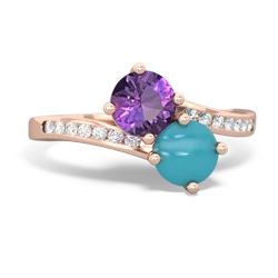 Amethyst Channel Set Two Stone 14K Rose Gold ring R5303